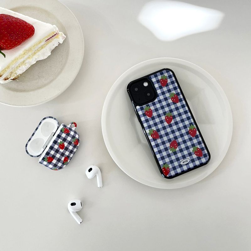 Strawberry Check Matte AirPods Case