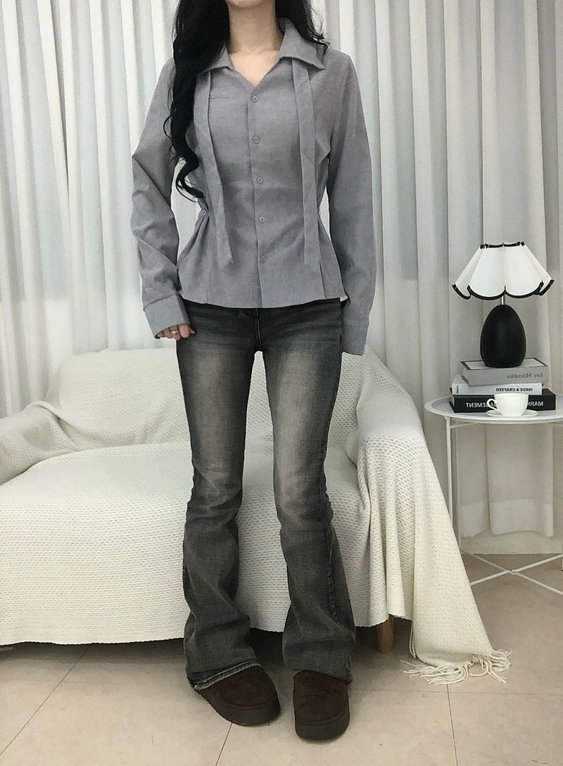 Dual Tie Pintuck Line Shirt