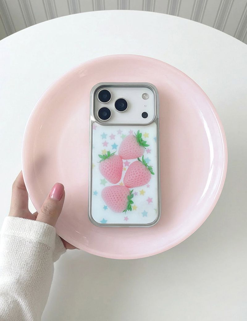 【MADE】Milky Strawberry Star Silver Bumper Case