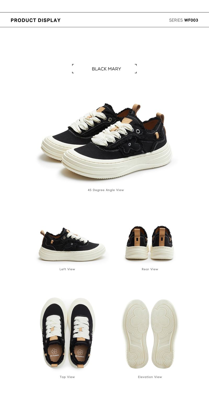 WE FLOWER Fashionable New Tassel Thick-Soled Wave Shoes - Black Mary Jane