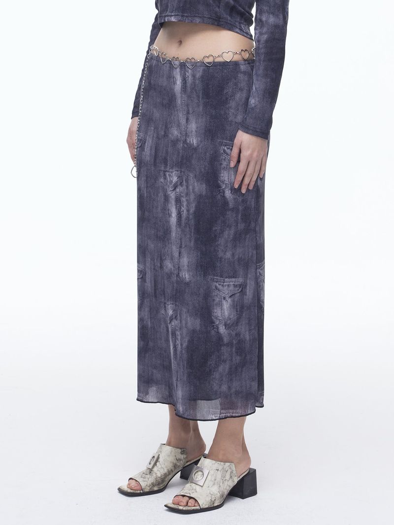 DILETTANTISME(ディレッタンティズム)の「Denim Mesh Long SK(BK)(Skirts)」