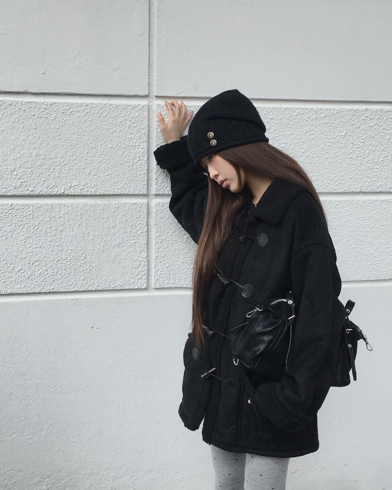 Ribin Shearling Toggle Midi Mustang Coat