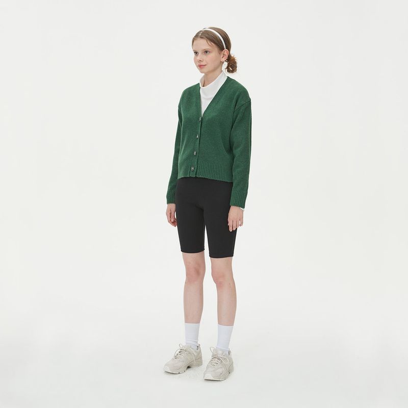 WOOL CROP KNIT CARDIGAN_GREEN