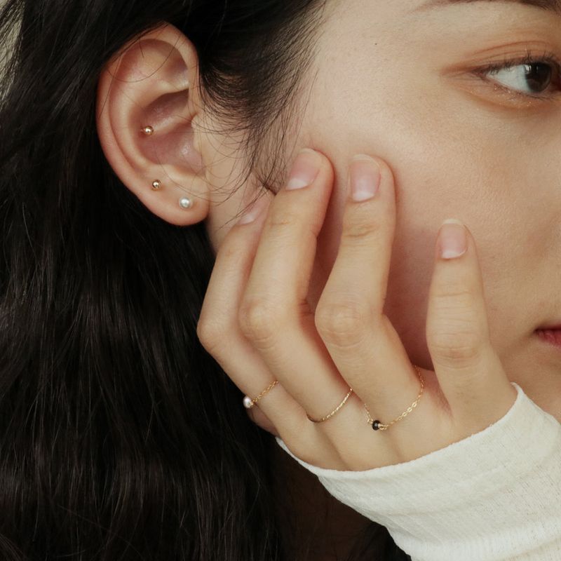 Less is more(レスイズモア)の「BLACK SPINEL 14K GOLD FILLED CHAIN RING(Accessories)」