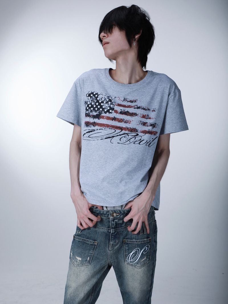 SEXXDEVIL "DESIRE" Flag Print T-shirt