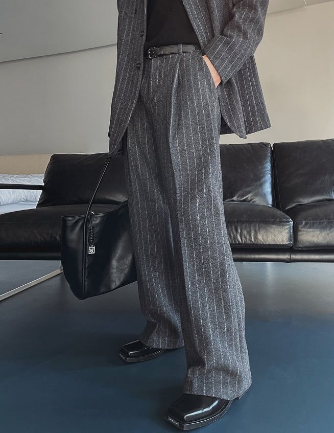 Ovening Stripe Wool Slacks