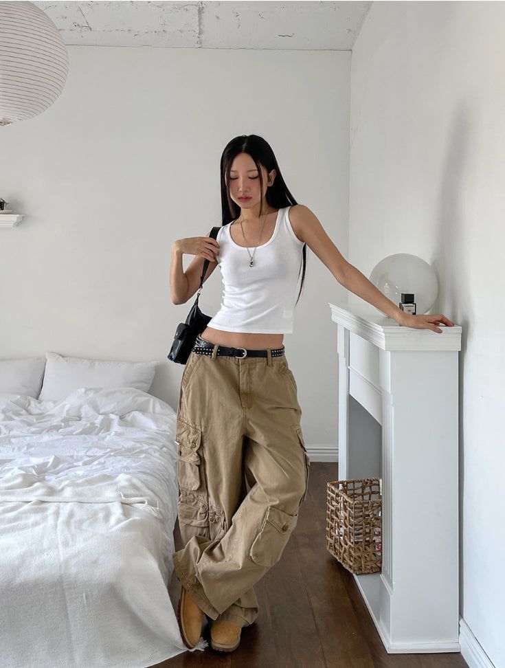 [U-BASIC] Daily Solid Crop Sleeveless