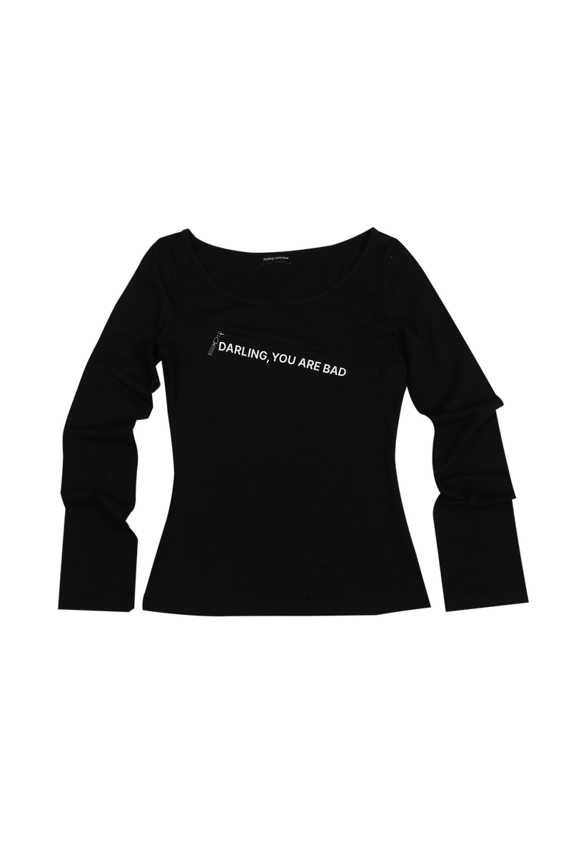UNZIPPED LOGO T-SHIRT #BLACK