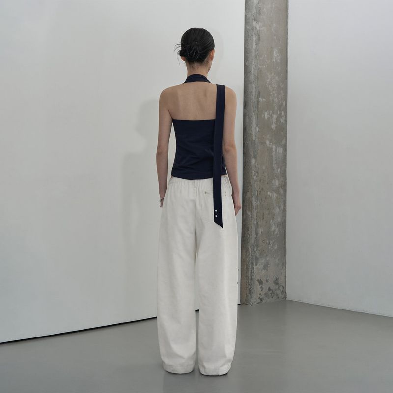 UTILITY POCKET WIDE SWEAT PANTS (WHITE)