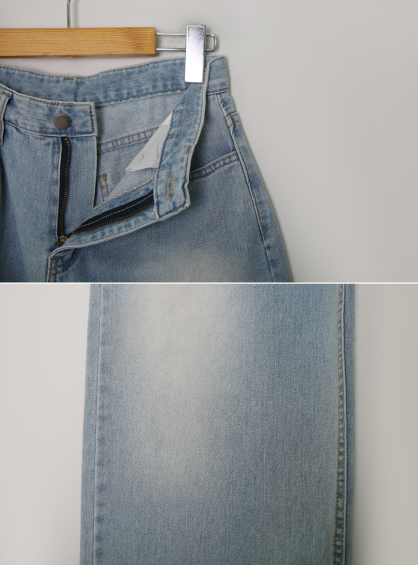 Vintage Washed Denim Wide Straight Pants