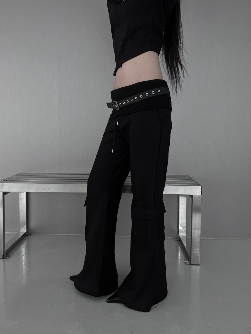 folded cargo bootcut pants (fleece-lined / 2color)