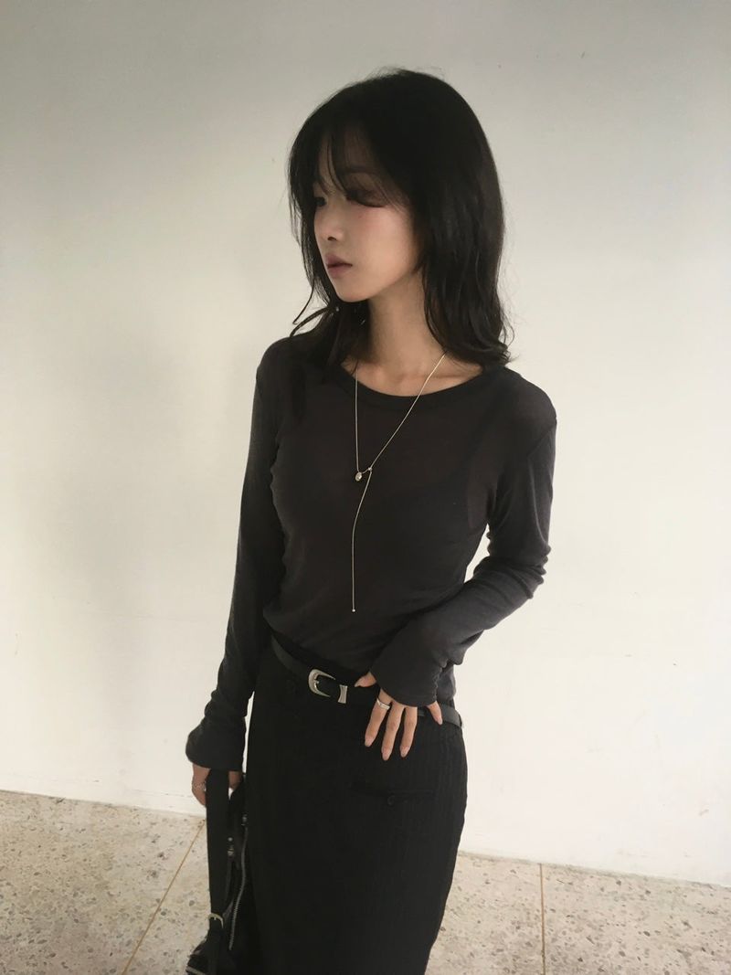 ウールラウンドネックTシャツ