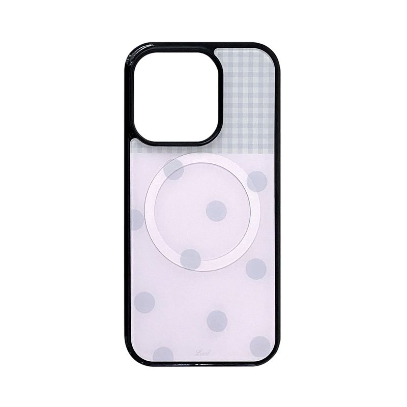 LOVD（ラブド）の「[MADE] [+MagSafe] ドットパッチスマホケース ピンク (グラスブラックバンパー)（スマホグッズ/小物）」