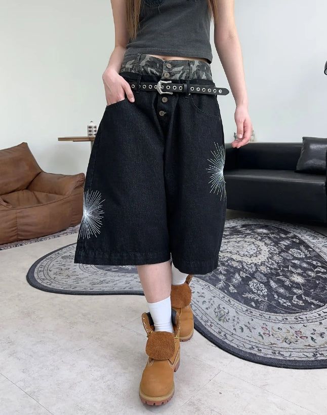 Radi camo sagging Bermuda denim pants