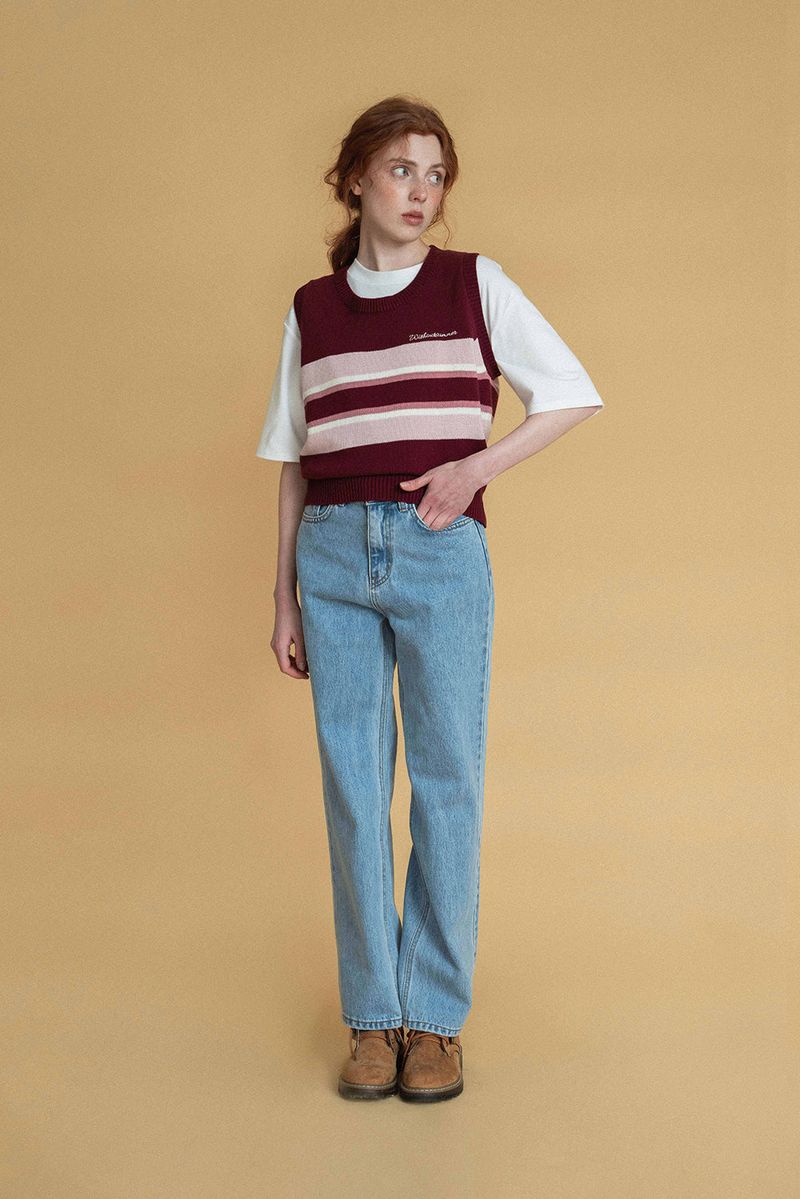 Take knit vest_wine