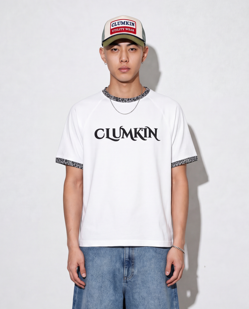 レオパードリンガーTシャツ (WHITE/GRAY) [MEN]
