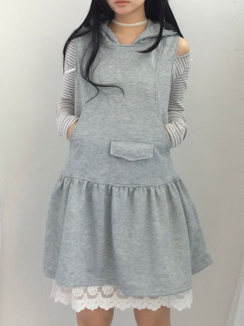 Pocket Flare Hooded Dress