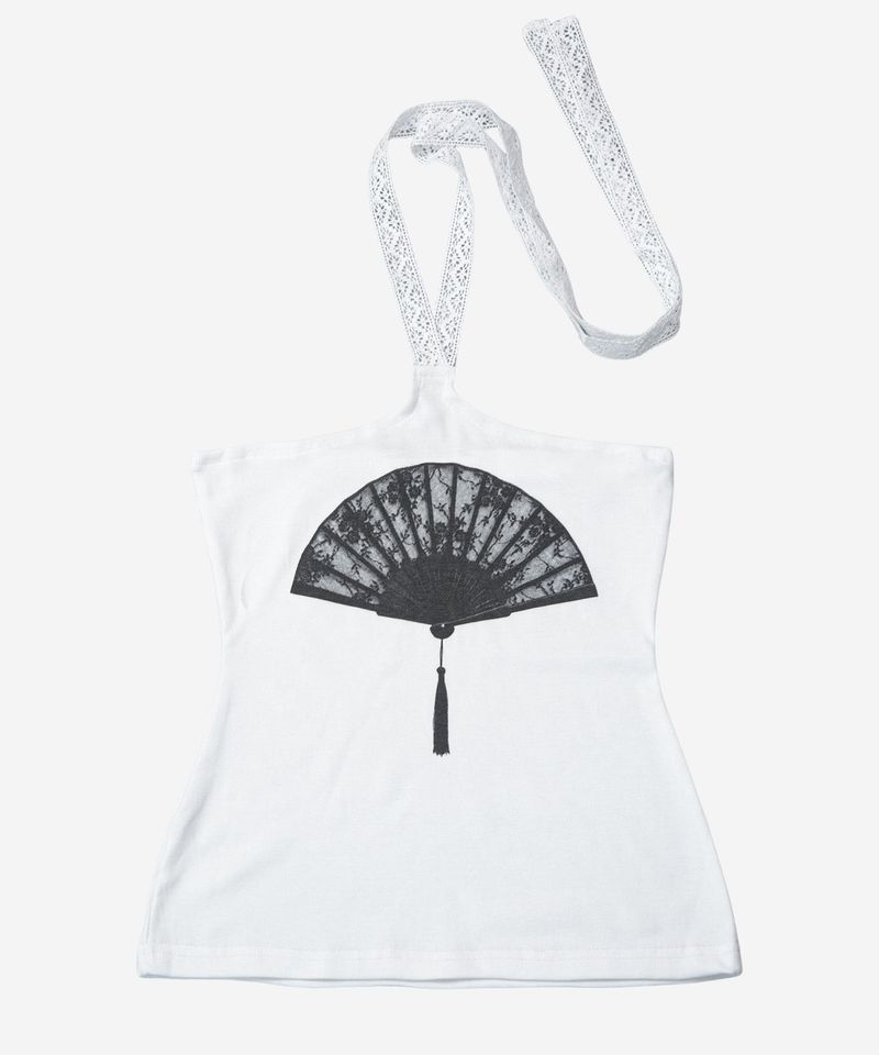  Lace Fan Halter Top #White(白)