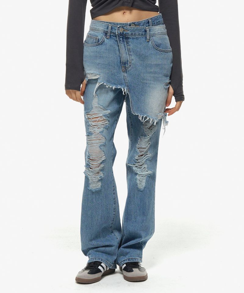 MIDNIGHT MOVE（ミッドナイトムーブ）の「skirt denim pants (blue)（Pants）」