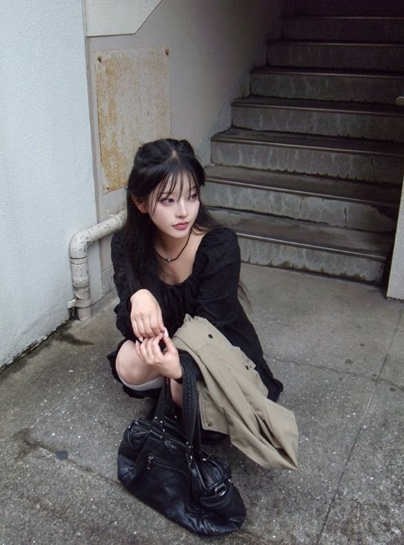 Murun Ribbon Strap Shirring Long Sleeve Blouse
