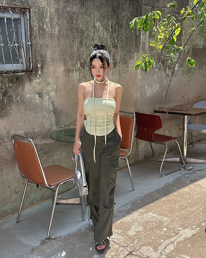 muffler strap set shirring tube top