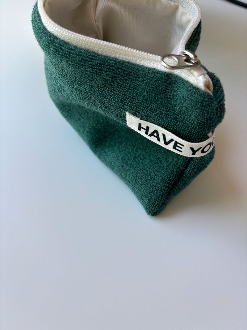 Terry flat pouch - green , M size