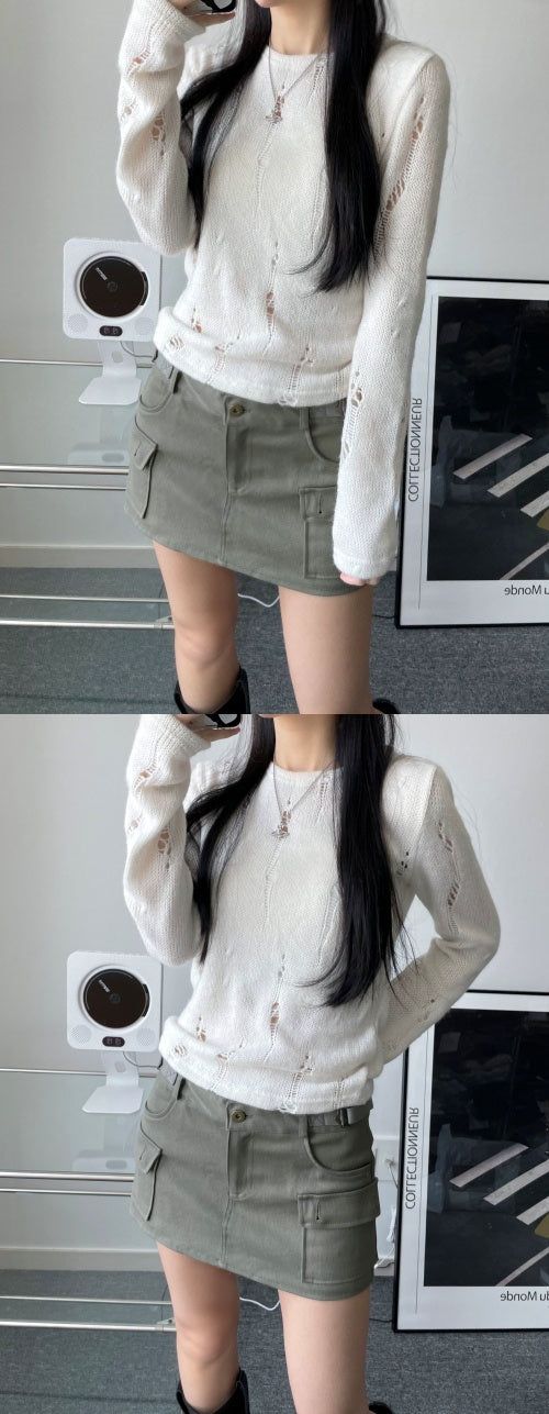 cargo low waist mini skirt (2color)