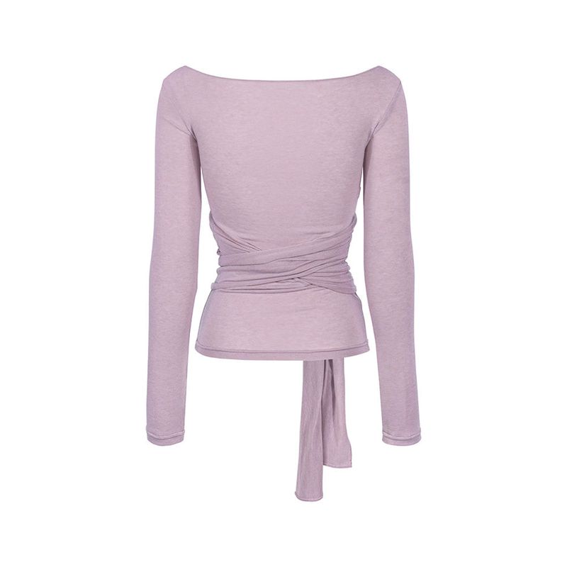 WRAP TIE BOATNECK TOP_Lavender