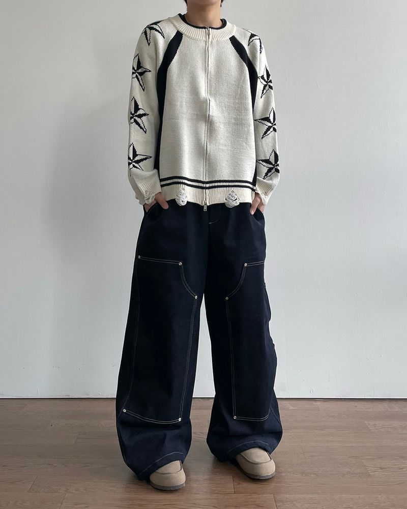 Road napping denim pants