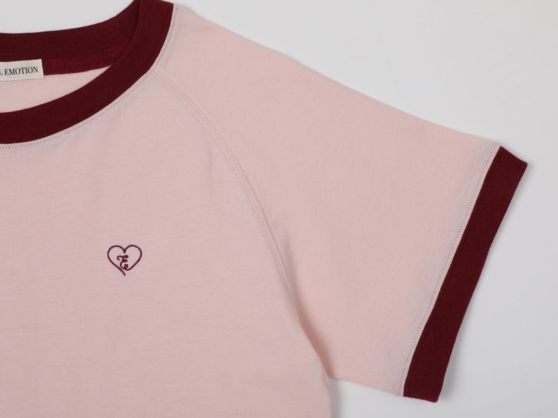 CONTRAST REGLAN CROP T-SHIRT (PINK)