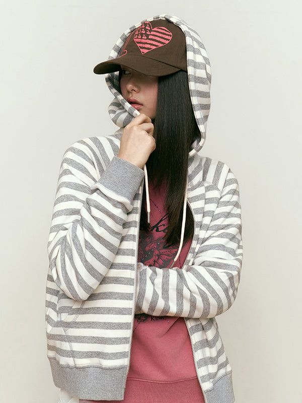 KIRSH（キルシー）の「STRIPE HOODIE ZIP UP [OAT MEAL]（Tops）」