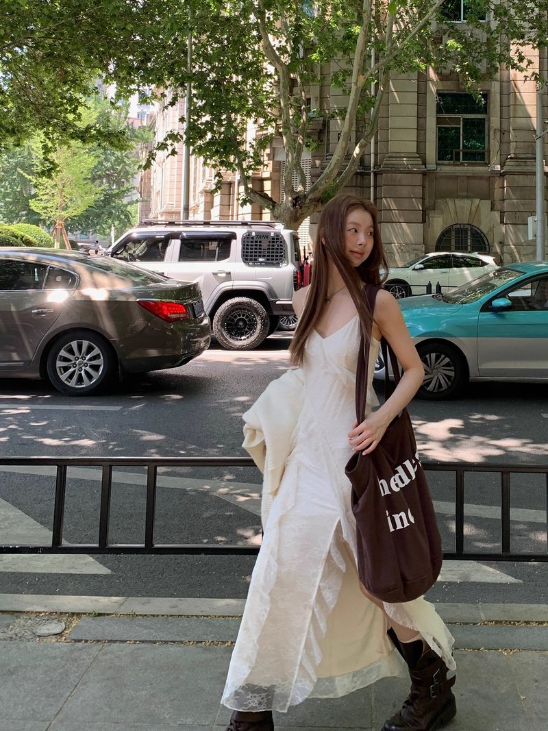 dereborujo（ドレボルゾー）の「mood slip frill lace sleeveless long dress（Dresses）」