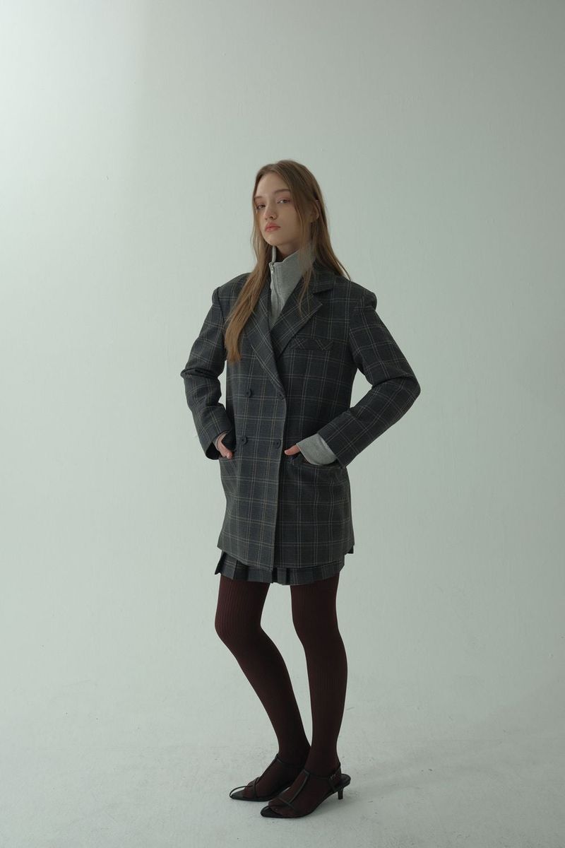 GLAM CHECK DOUBLE JACKET_BLACK