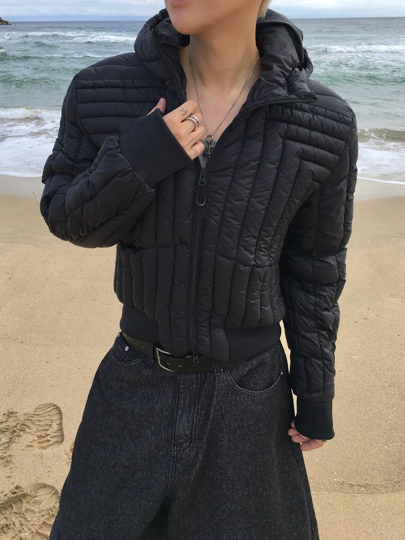 Juno Crop Hooded Cut-Out Lightweight Padding 3C