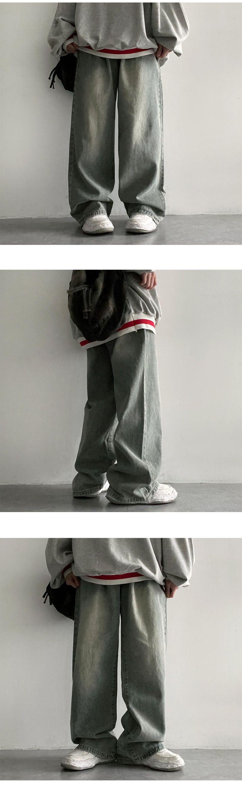 Lese pintuck wide denim pants