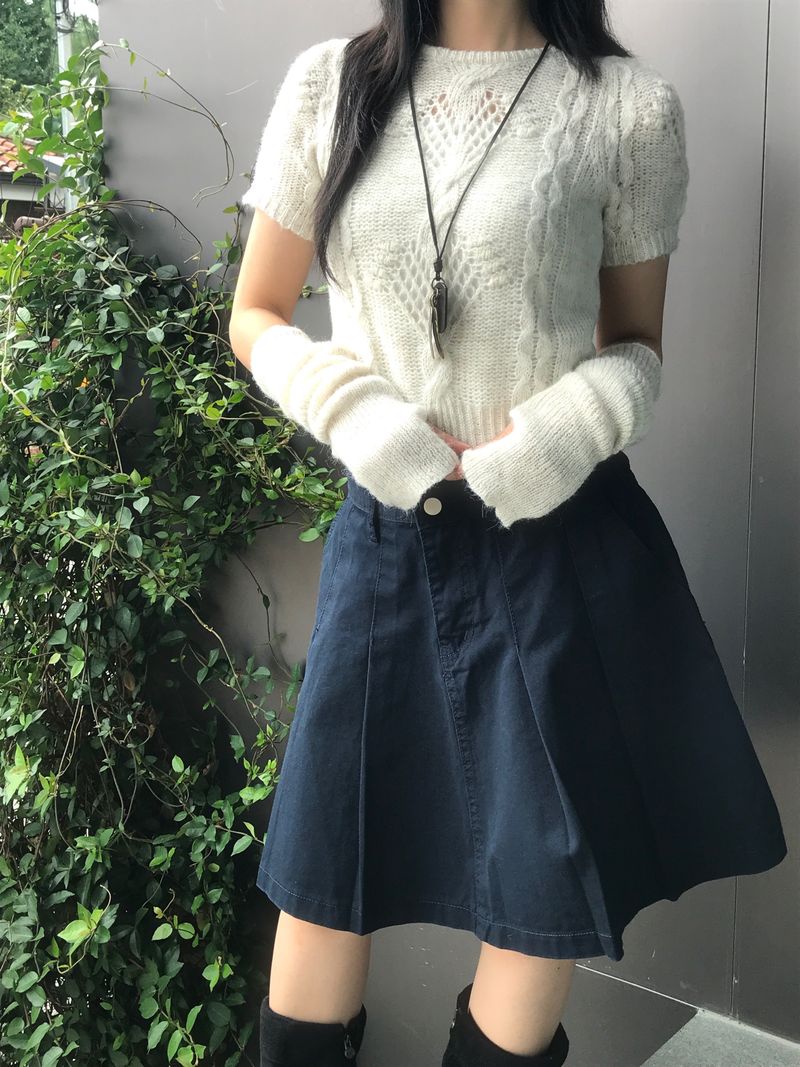 Vintage Twisted Puff Knit Warmer SET