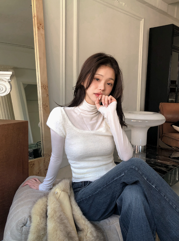 Terry U-neck Cap Short Sleeve Knit (2color)