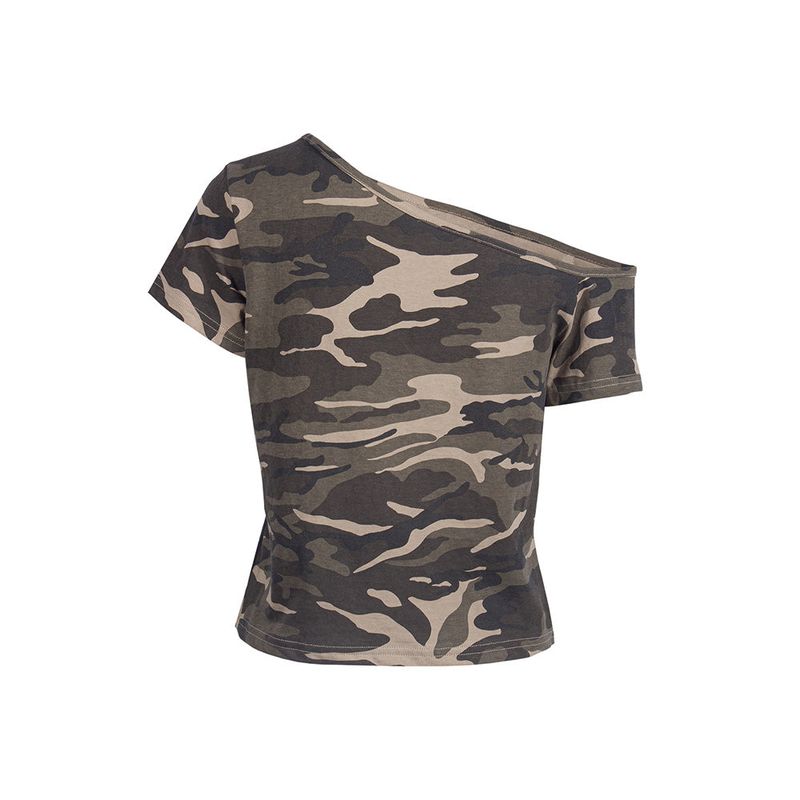 ONE-SHOULDER CAMO T-SHIRT_Beige