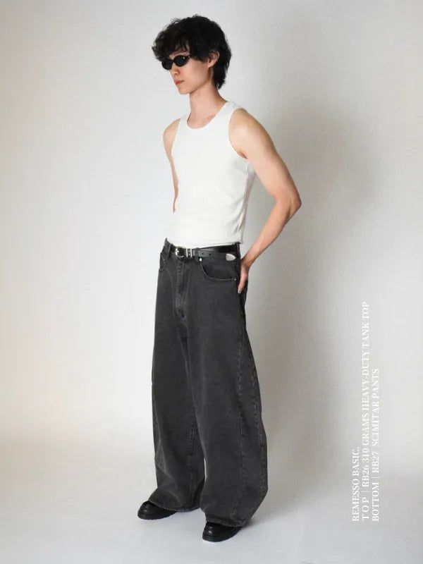 RB27 Washed Denim Scimitar Pants