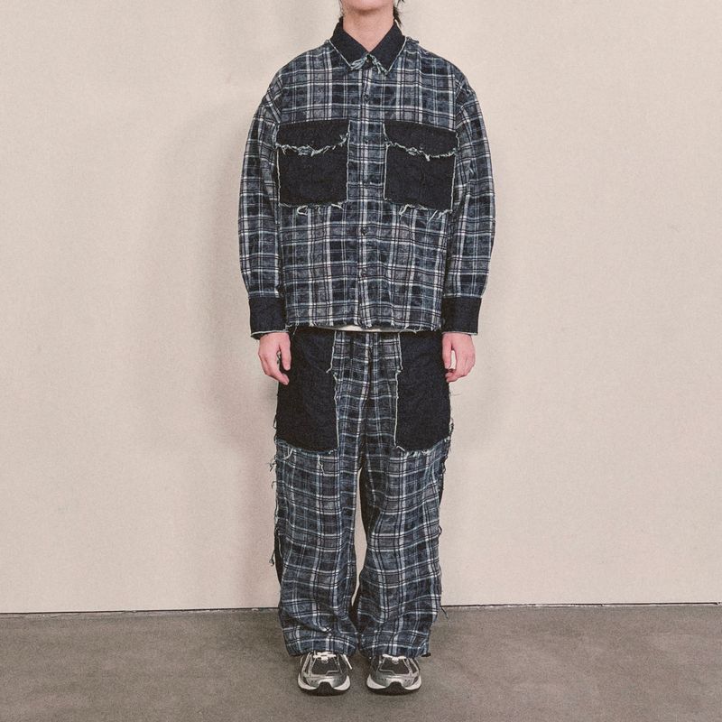 grunge burner check shirt_blue