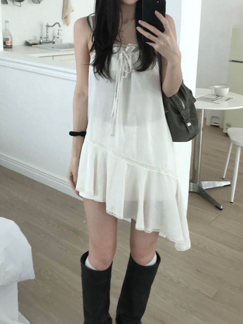 Rib Unbalanced Dress (3 colors)