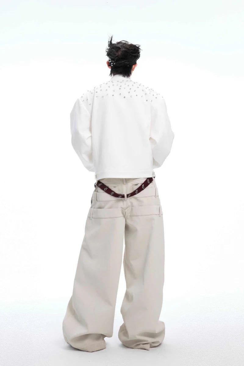 Hand-Embellished Rhinestone Harrington Jacket