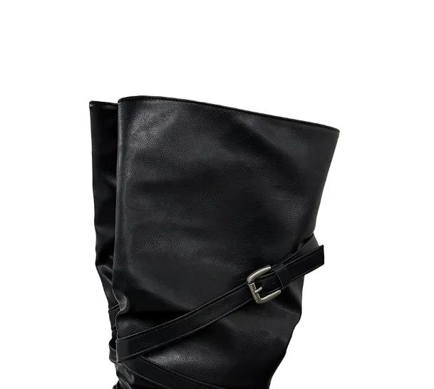 Vintage Buckle Strap Long Boots