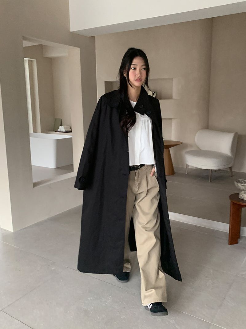 HIGH NECK MAXI TRENCH COAT (3C)