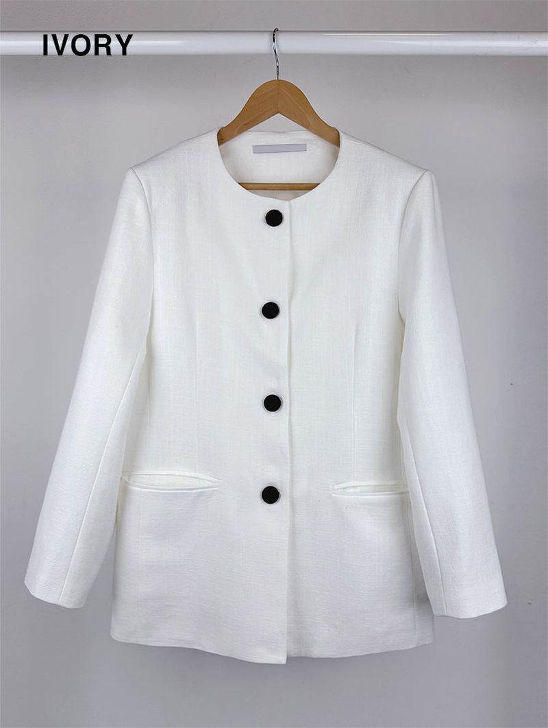 NON COLLAR LINEN JACKET (2C)