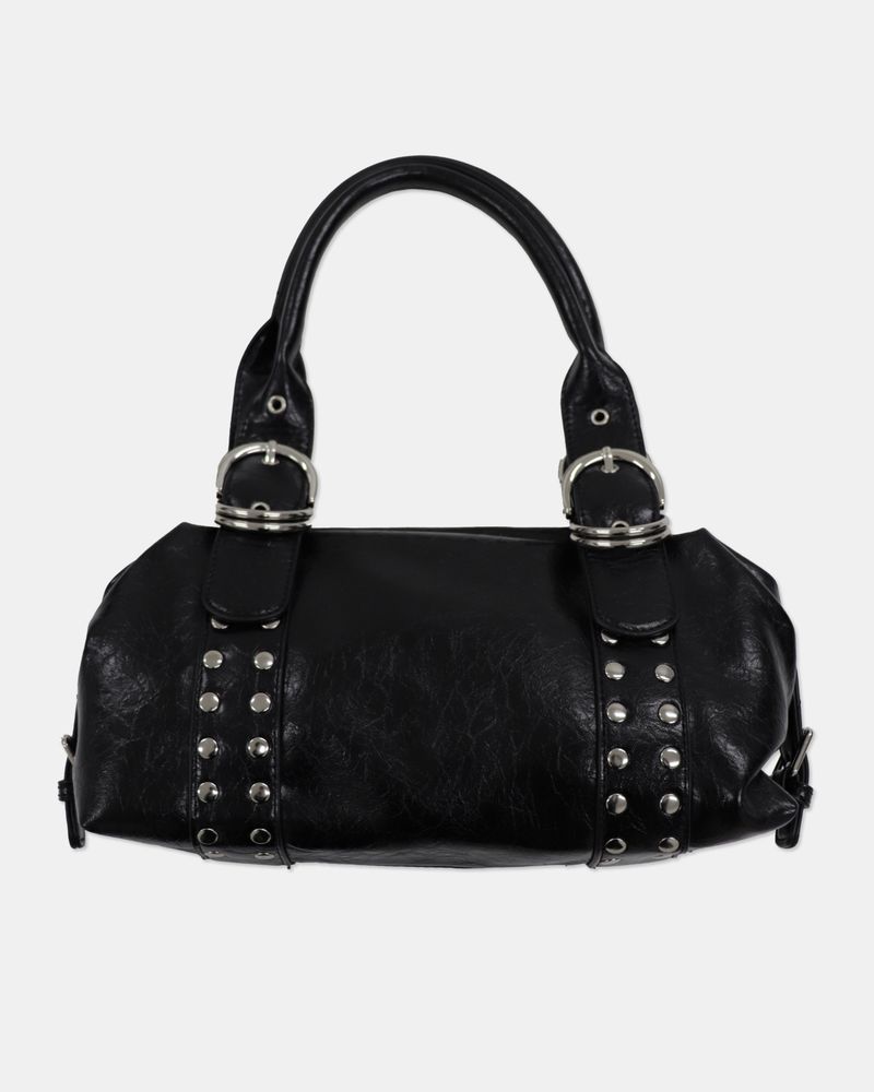 Clune Stud Eyelet Buckle Leather Shoulder Bag