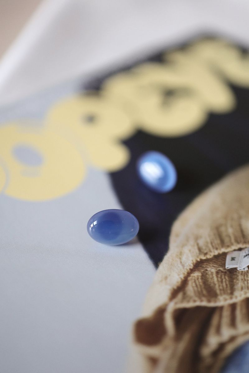 Good Day Blue Agate Oval Pierce handmade