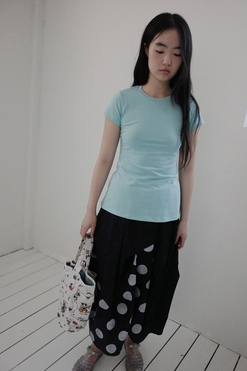 denim dot skirt