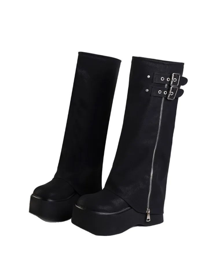 Sloane Side-Zip Biker Boots