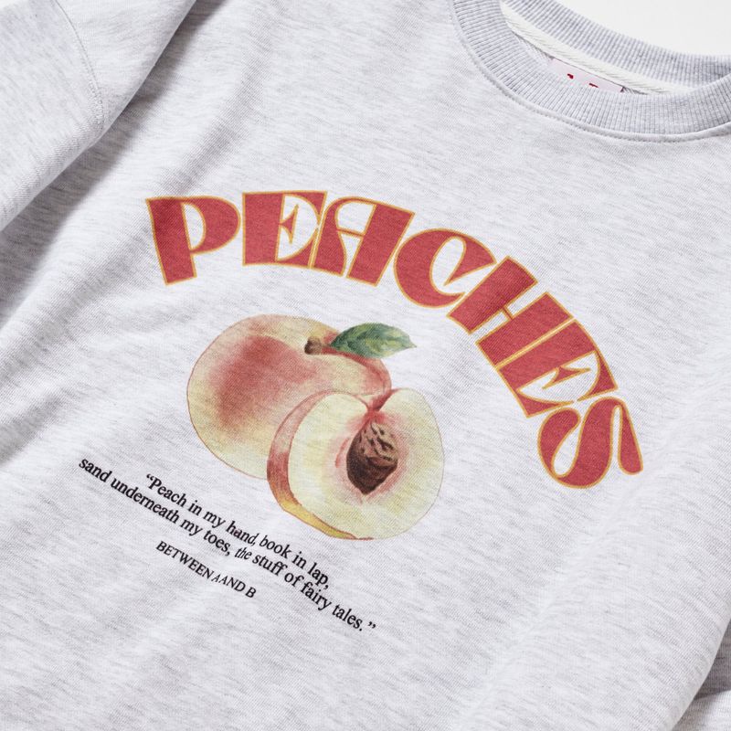 PEACHES DRAWING SWEATSHIRT_WHITE MELANGE